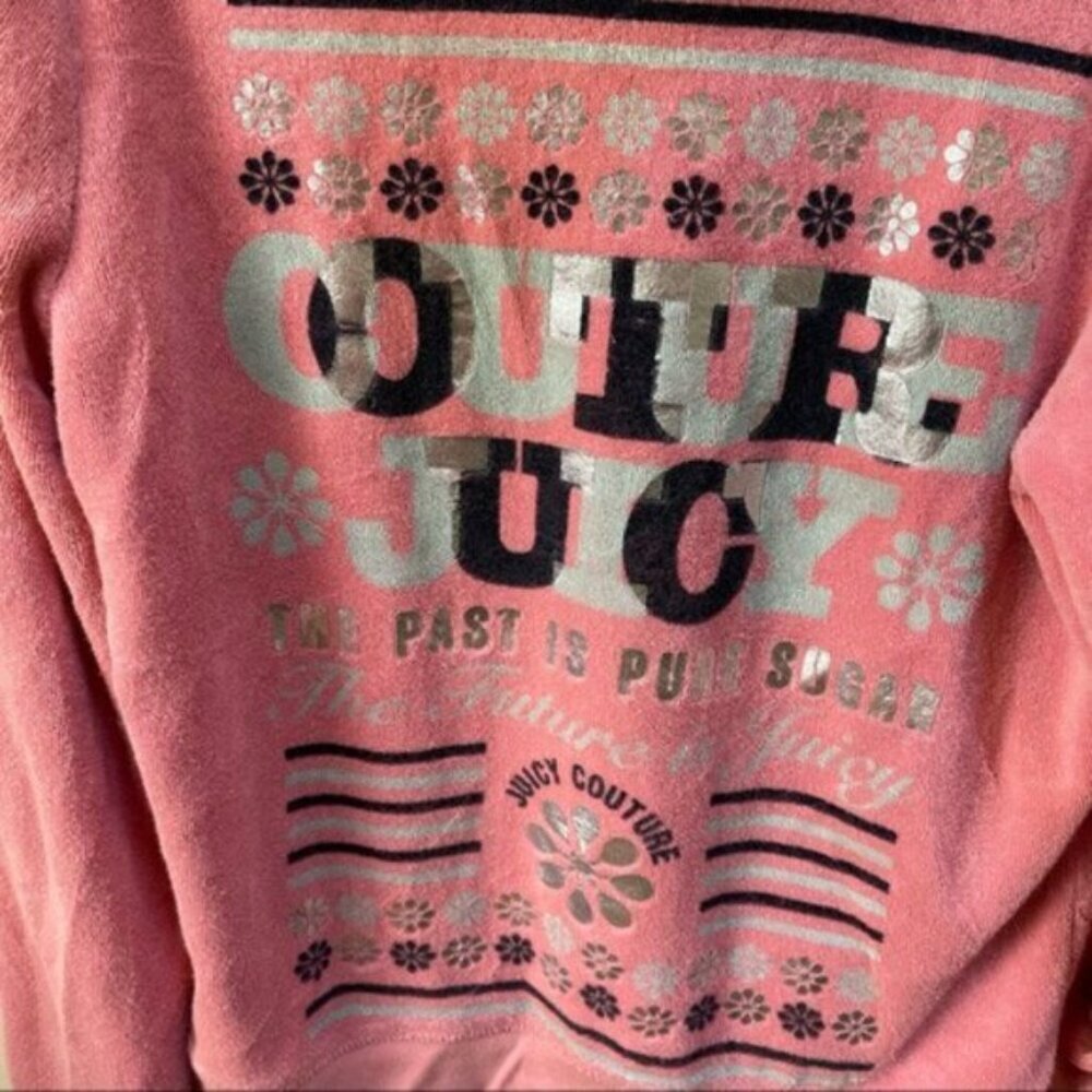 Juicy Couture Vintage Y2K Hoodie Jacket Barbie French Terry Pocket Logo Velour M - Picture 11 of 16